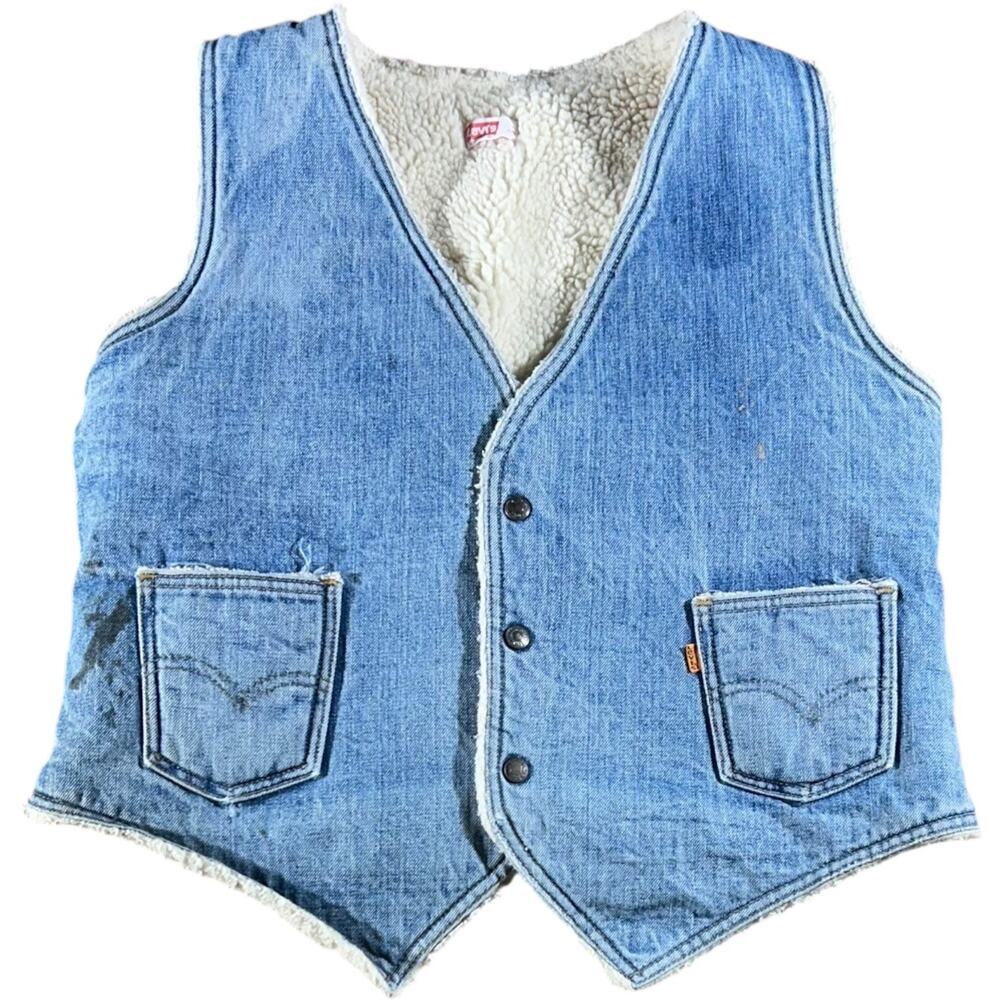 Levi’s 80’s Orange Tab Western Snap Sherpa Lined Denim Vest